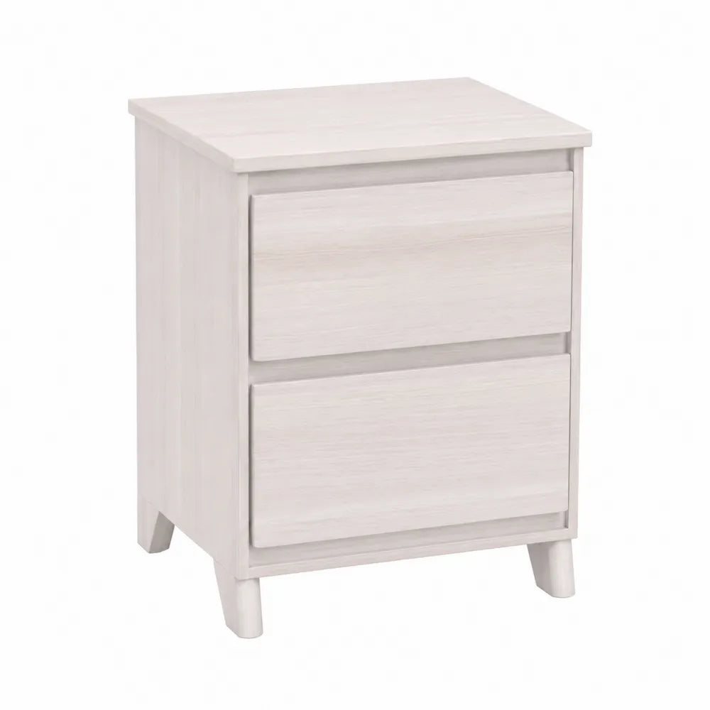 Comodino in MDF con 2 cassetti, Bianco