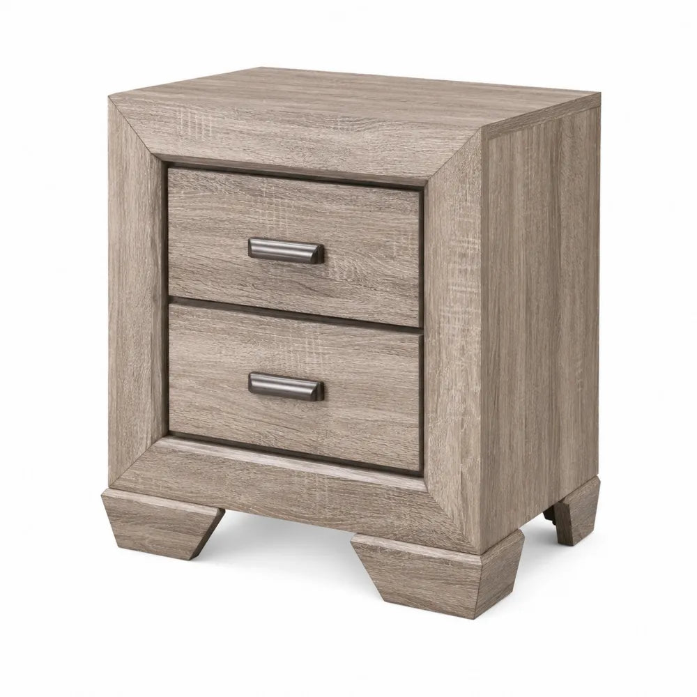 Comodino in Legno con Due Cassetti Grigio Chiaro 60x45x40 cm
