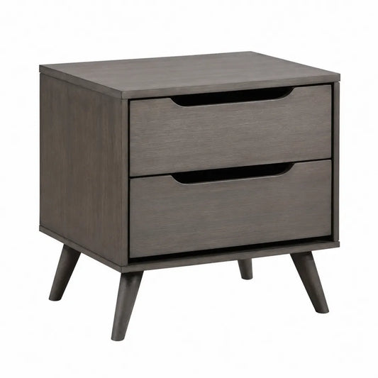 Comodino in legno grigio scuro con 2 cassetti
