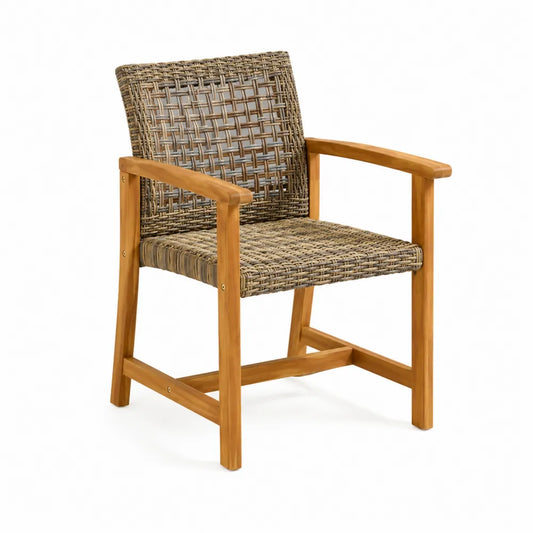 Sedia da esterno in legno di acacia e rattan sintetico