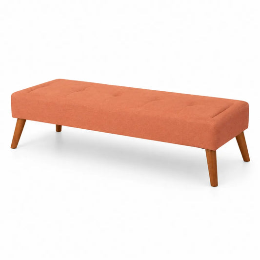 Panca in tessuto e legno arancione 120x40x45 cm