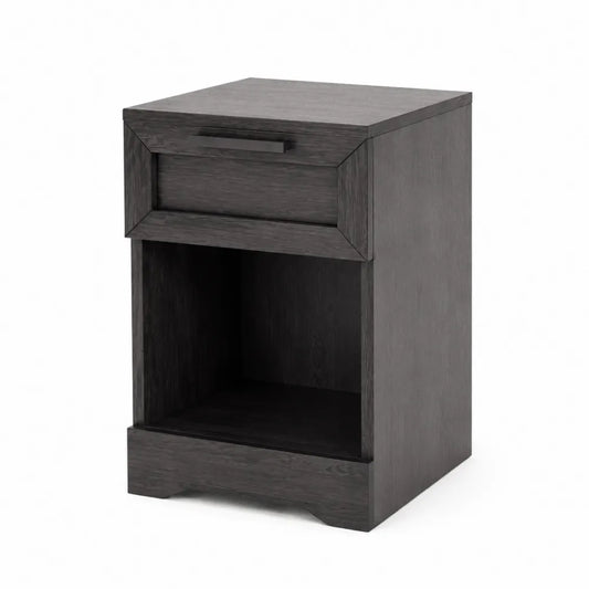 Comodino in Legno Grigio Scuro con Cassetto