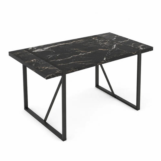 Tavolo da pranzo in marmo e metallo nero 160x90x75 cm