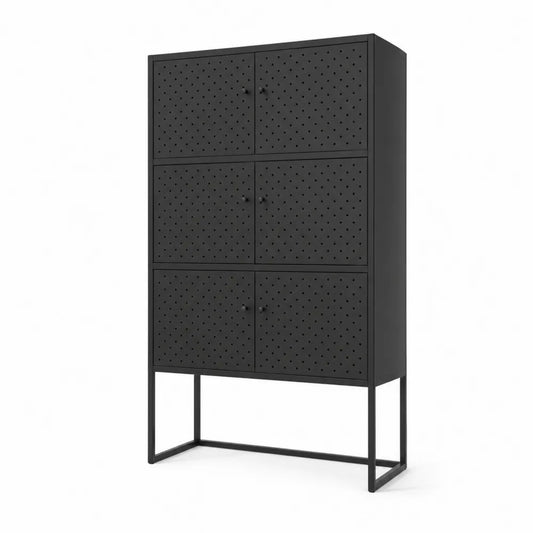 Armadio in metallo nero con ante forate 180x100x40 cm
